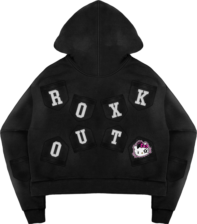 Black Fuchsia Kitty Hoodie