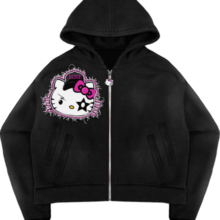 Black Fuchsia Kitty Hoodie